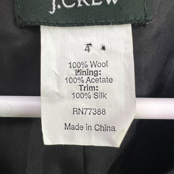 J Crew Womens Chimera Blazer Wool Silk Ruffle Trim Charcoal Gray Sz 4 office - Picture 6 of 13